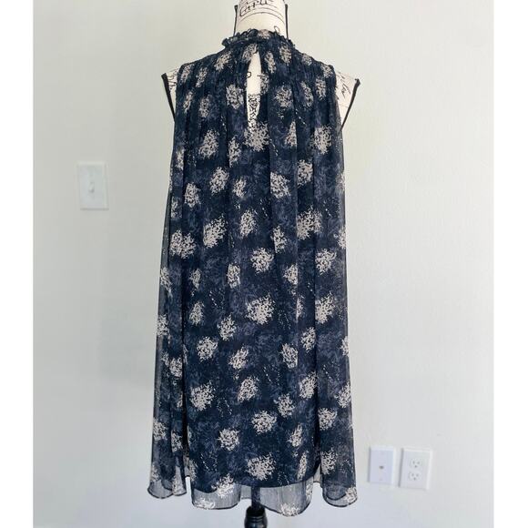 JOIE BALTIC MIDI DRESS BLACK/GRAY FLORAL FLOWY SMOCKED LACE SZ S RUFFLE NECK - Picture 9 of 16